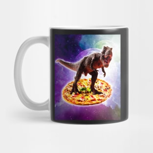 Tyrannosaurus Rex Dinosaur Riding Pizza In Space Mug